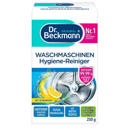 Dr. Beckmann Washing Machine Hygiene Cleaner | Machine cleaner with activated carbon | Removes unpleasant odors | 250 g
