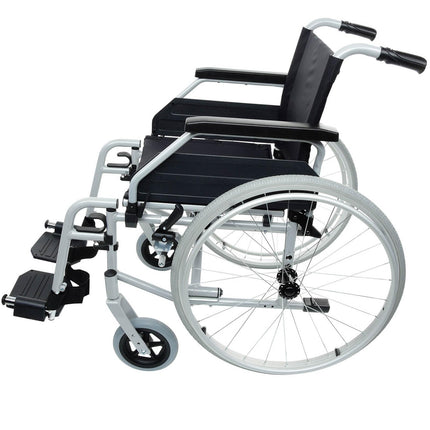 bescomedical Primus MS 2.0 wheelchair - foldable transport wheelchair - travel wheelchair with quick-release axle system - aluminum frame in metallic gray - seat width 49 cm - folding wheelchair - transit wheelchair