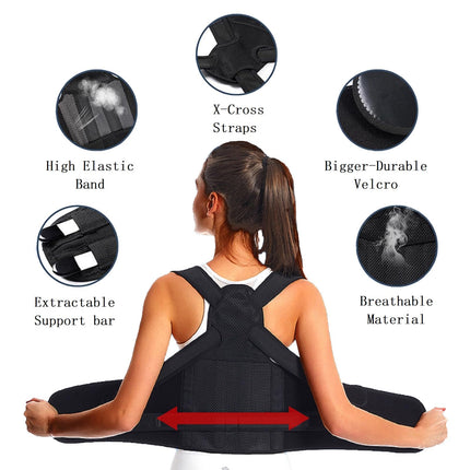 Posbaer Back Straightener Comfortable and Adjustable Back Support Belt, Posture Corrector Back Men Women, Open Your Shoulders