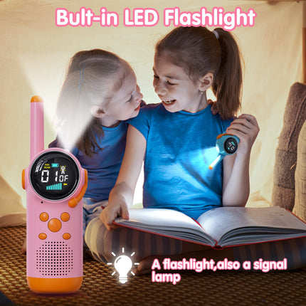 Selvim Walkie Talkies for Kids [Multiple KM Range &amp; 8 Channels], Walkie Talkie with LCD Screen, Rechargeable Toy for Indoor Outdoor Activities, Gifts for 3-8 Year Old Boys Girls