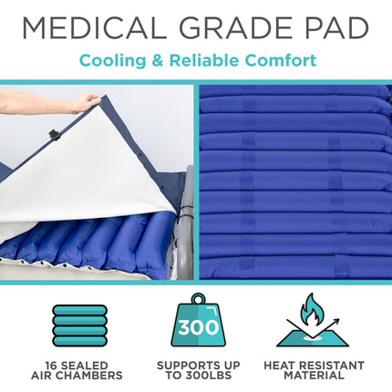 Vive alternating pressure mattress, 12.7 cm, air mattress, mattress for bedsores and ulcers, treatment of bedridden patients, inflatable, quiet alternative cover, suitable for hospital bed, including electric