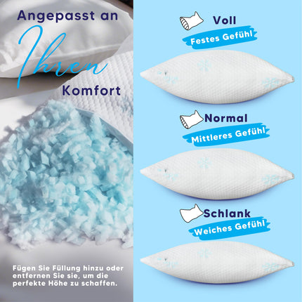 CloudÉtoile Memory Foam Pillow - Height Adjustable Orthopedic Pillow with Shredded Memory Foam Ergonomic Neck Pillow, Side Sleeper Pillow 50x30cm