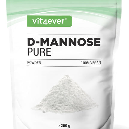 D-Mannose Powder - 250 g - (4.1 month supply) - From plant fermentation - Laboratory tested - Pure &amp; natural - No additives - Vegan