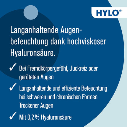 HYLO GEL eye drops for dry eyes, long-lasting, with hyaluronic acid, double pack 2x10 ml