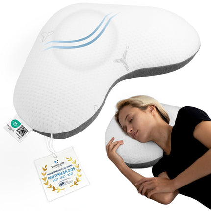 Pillow for side sleepers, cover with innovative Intense technology, ergonomic neck support pillow, high-quality memory foam, orthopedic cervical spine pillow for side sleepers from the innovation award winner