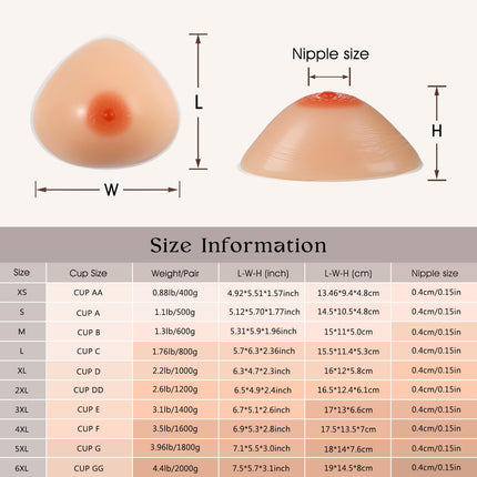 Vollence Triangle C Cup Silicone Breast Forms Fake Breasts Artificial Breasts for Mastectomy Prosthesis Transvestites Crossdressers