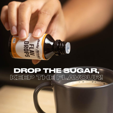Body Attack Flav Drops - Vanilla - 50 ml - Vegan flavor drops - for sweetening porridge, muesli, etc. - Highly concentrated flavors, pure enjoyment - Aspartame-free, sugar-free, and fat-free, 0 calories