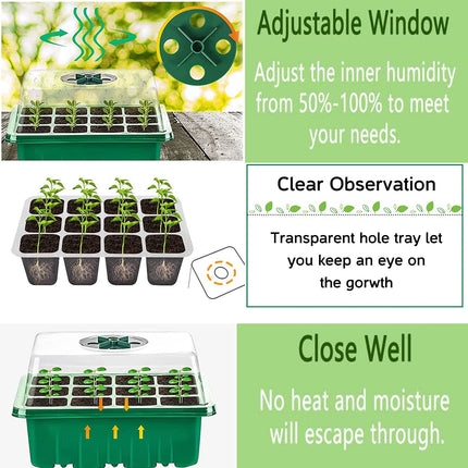Indoor greenhouse cultivation box, 3 pieces 36 cells mini greenhouse cultivation set, seedling starter trays greenhouse cultivation tray with lid and ventilation for seedling plant