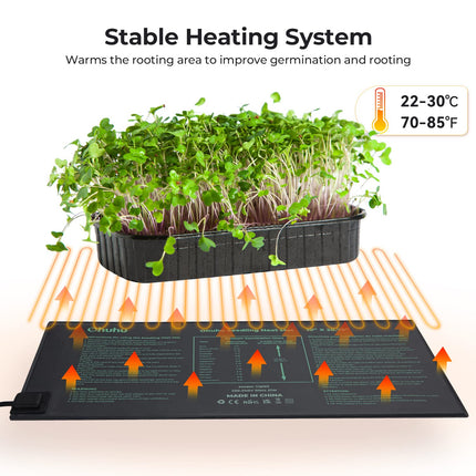 Ohuhu Heat Mat for Seedling Germination 2 Pack, Waterproof Heating Mat Plants Greenhouse Heating Pad Reptile Temperature Heating Pad Hydroponic Garden Seed Starter, 25 x 52 cm