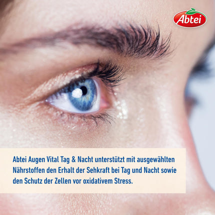 Abtei Eye Vital Day and Night - with vitamin A, lutein, DHA, and zeaxanthin - for the maintenance of vision - high dosage, gluten-free, lactose-free - 30 capsules
