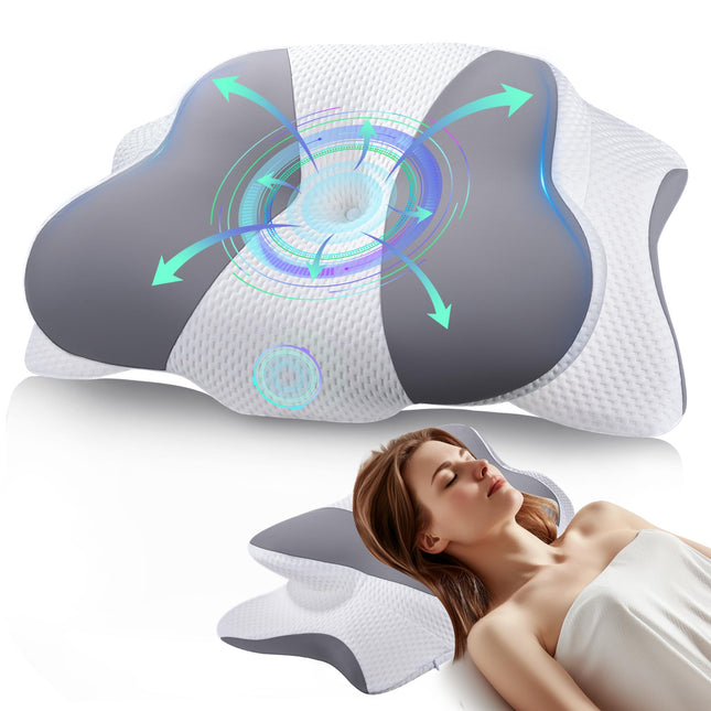 Orthopedic Pillow Neck Pillow Head Pillow Neck Pain Memory Foam Pillow for Neck and Shoulder Pain, Ergonomic Head Pillow for Side, Back &amp; Stomach Sleepers, 64 x 39 x 14/10 cm