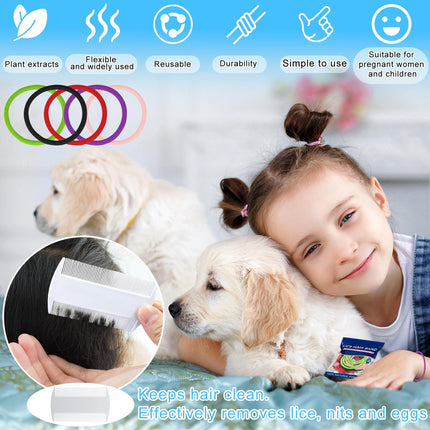 60 Piece Anti Lice Hair Tie Set With Lice Comb Against Head Lice Colorful Elastic Anti Lice Hair Tie Contains Essential Oils Safe Healthy Effective Lice Remedy Head Lice