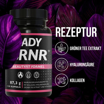 BRNR LADY BRNR - BeautyFit Metabolism Formula with Vitamin B6, Connective Tissue with Copper, Collagen, High Dose Hyaluronic Acid, Biotin, 120 Capsules