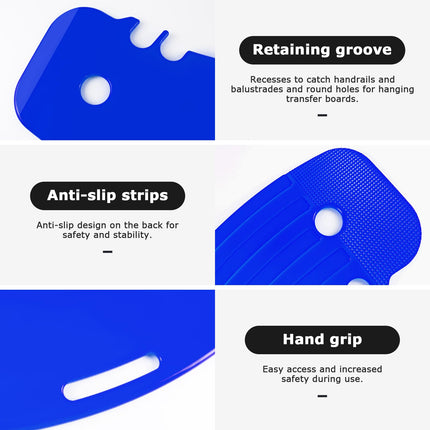 LOSCHEN Transfer Board, Patient Pusher for Transferring Patients or Disabled Persons from Wheelchair to Bed, Toilet, Bathtub, Car Pusher with One Handle, Notches (Blue)