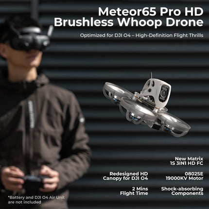 BETAFPV Meteor65 Pro Brushless Quadcopter with Matrix 1S ​​3IN1 HD FC, 0802SE 19500KV Motor, 35mm 3-Blade Prop Compatible with O4 Air Unit for FPV Filmmaking Enthusiasts Flights Indoor Outdoor - PNP