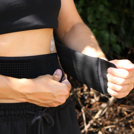 Diasticker® - Waist Belt for Insulin Pumps, CGM Readers - Black Size S (65-85 cm), Compatible with Tandem t:slim, Ypsopump, Medtronic Minimed &amp; more