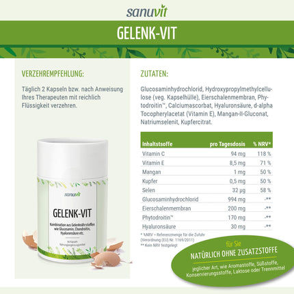 Sanuvit® - Joint Vitamin | with patented joint nutrients Acti-Joint® | high bioavailability | premium raw materials | Made in Austria | 90 capsules