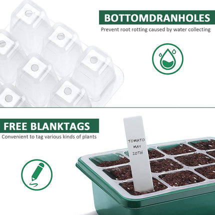 Verdenu Indoor Greenhouse Propagator, 6 Pieces Raised Mini Greenhouse Propagation Set 7 Garden Tool Set Propagation Tray with Lid and Ventilation for Seedling Plant