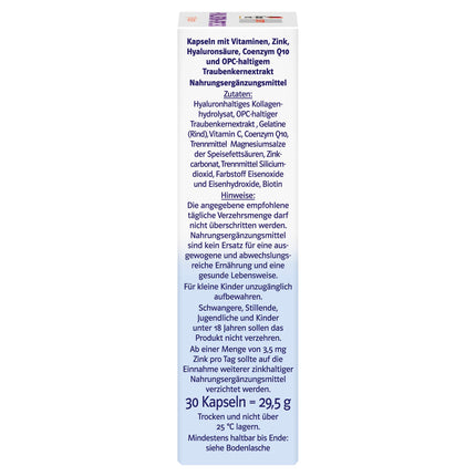 Doppelherz system HYALURON + OPC 150 - With 50 mg hyaluronic acid &amp; 150 mg OPC from grape seed extract &amp; with vitamin C - 30 capsules