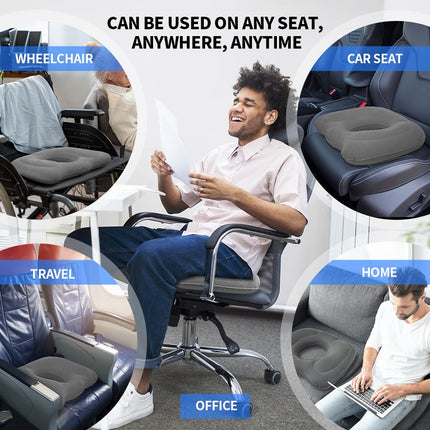Multifunctional Seat Cushion, Inflatable Donut Pillow – Hemorrhoid Pillow for Coccyx, Post-Surgical Pain, Postpartum Pregnancy, Sciatica, Bedsores – Orthopedic Seat Cushion