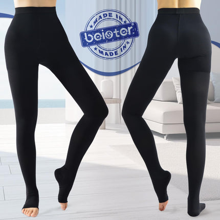 beister Medical Compression Stockings Women Long, 20-30 mmHg Support Stockings Men, Opaque Open Toe Compression Pants Class 2 Solid Support for Varicose Veins, Edema