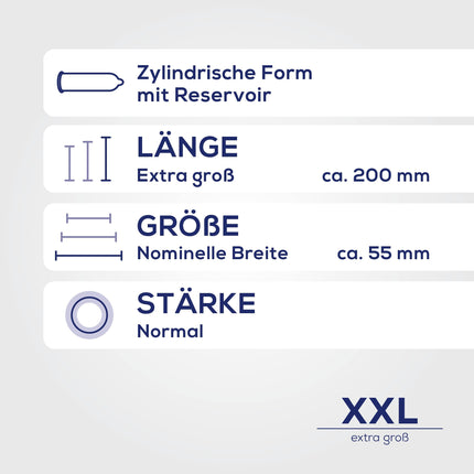 Ritex Condoms XXL – Extra large condoms (8 pieces) for more comfort and intense sensation, condoms with extra lubricant – vegan condoms, dermatologically tested, Made in Germany