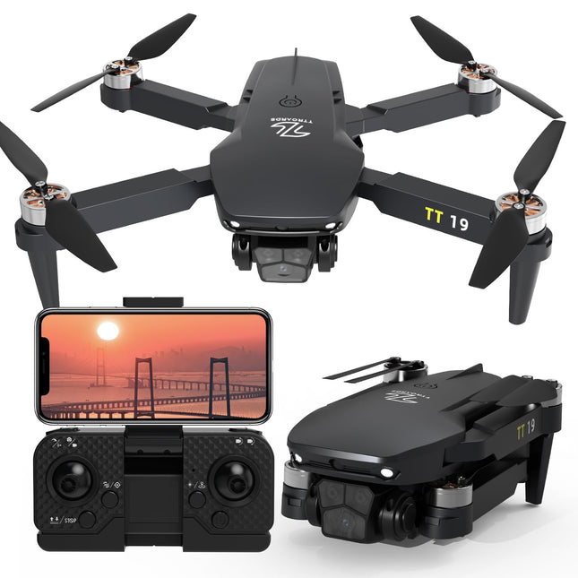 TT19 Mini Drone with Camera 180° Obstacle Avoidance 40KM/H Maximum Speed ​​RC FPV Drones for Beginners Adults Brushless Motor Drone 5G Wifi Adjustable Camera 1080p Foldable Quadcopter