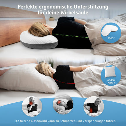 Pillow for side sleepers, cover with innovative Intense technology, ergonomic neck support pillow, high-quality memory foam, orthopedic cervical spine pillow for side sleepers from the innovation award winner