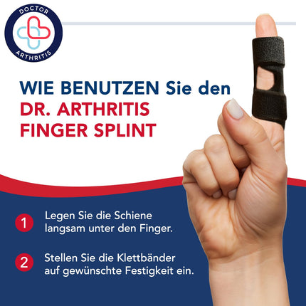 Dr. Arthritis Doctor-Designed Finger Brace, Finger Splint Little Finger/Middle Finger/Index Finger, Finger Protection for Injury with Braces &amp; Splints, Black, S/M, One Size