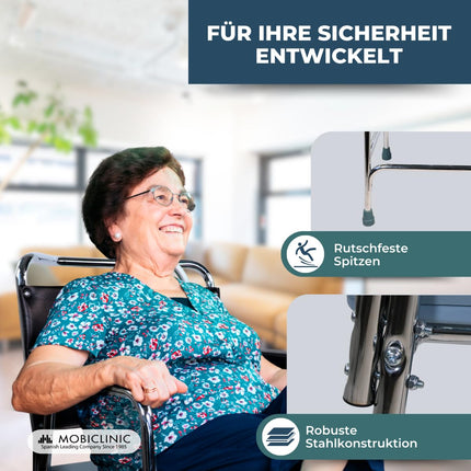 Mobiclinic®, Commode Chair, Velero, European brand, Toilet seat for the elderly and disabled, Toilet chair, Non-slip, With lid, Padded armrests seat