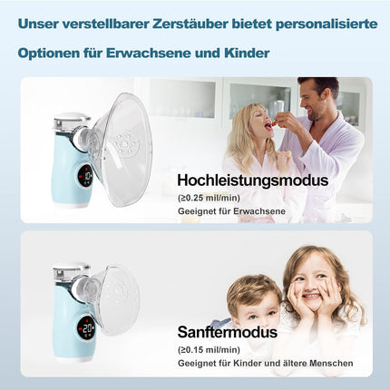 Swetfela Nebulizer for Adults and Children with LED Screen, Self-Cleaning Mode, 3 Timed Spray Modes, with 2 Masks and Mouthpiece, Portable USB Rechargeable Nebulizer
