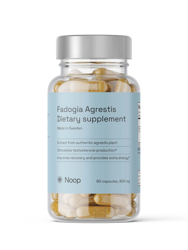 Noop Fadogia Agrestis High-Dose Testosterone Booster T Complex Supplements for Men and Women - Great in combination with Tongkat Ali and Tribulus Terrestris for muscle building. 400 mg, 60 Capsules