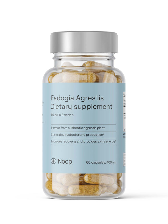 Noop Fadogia Agrestis High-Dose Testosterone Booster T Complex Supplements for Men and Women - Great in combination with Tongkat Ali and Tribulus Terrestris for muscle building. 400 mg, 60 Capsules