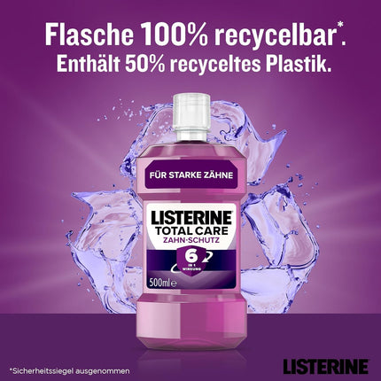 LISTERINE Total Care Tooth Protection (500 ml) - Test winner Stiftung Warentest, 6 in 1 effect, 24h fresh breath, protects against cavities &amp; gum problems, antibacterial mouthwash