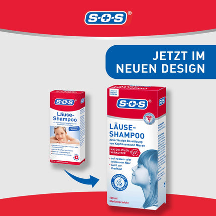 SOS Lice Shampoo | Elimination of nits and head lice | With natural active ingredients for children 3 years and older and adults | Hair lice treatment | 2 x 100 ml