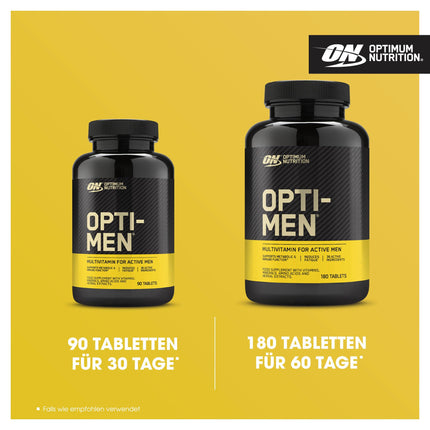 Optimum Nutrition Opti-Men Multivitamin Supplement for Men with Vitamin D, Vitamin C, Vitamin B6 and Amino Acids, Unflavored, 60 Servings, 180 Capsules