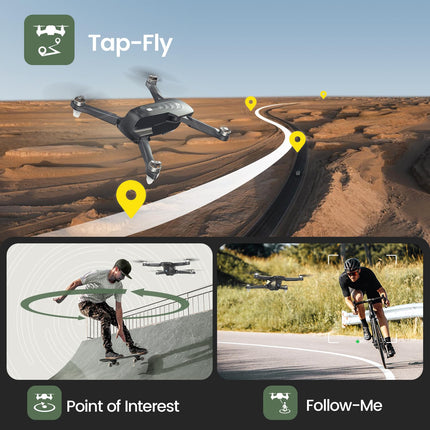 Holy Stone HS175D Foldable GPS Drone with 4K HD Camera, RC Quadcopter with 46 Min. Long Flight Time, Follow-Me, Brushless Motor, Tap-Fly, Point of Interest Altitude Hold, Folding Drone for Beginners and Adults, C0