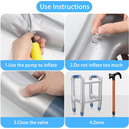 Huiguli Inflatable Walking Aid and Inflatable Walking Stick, Inflatable Rollator with Inflatable Walking Stick, Funny Costume as Grandpa Grandma for Cosplay Carnival Mardi Gras (with Pump)