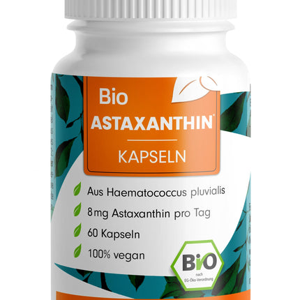 ORGANIC Astaxanthin capsules 60x - Astaxanthin high dose &amp; organic - 8 mg Astaxanthin per capsule - Algamo® Premium Astaxanthin from the blood rain algae (Haematococcus pluvialis) - laboratory tested with certificate