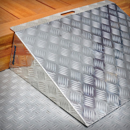 Datona Door Threshold Ramp Long - Aluminum, 15-20 cm Height, 60 cm Length, 73 cm Width, 300 kg Load Capacity, Silver