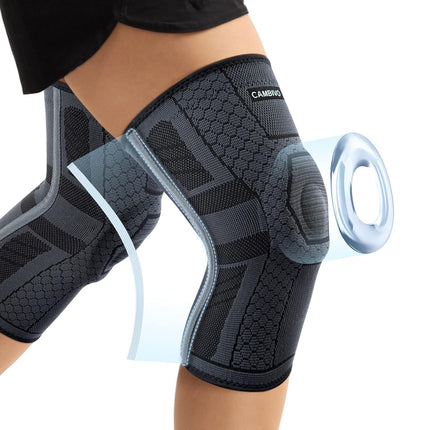 CAMBIVO 2X Knee Brace Men Women, Knee Support with PMMA Side Stabilizers and Patella Pad, Knee Support for Meniscus Tear, Arthritis, ACL, Joint Pain, Sports