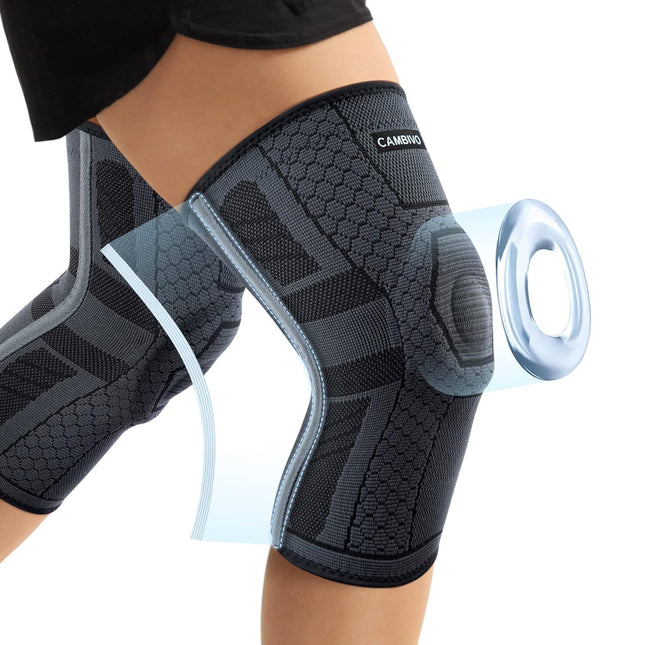 CAMBIVO 2X Knee Brace Men Women, Knee Support with PMMA Side Stabilizers and Patella Pad, Knee Support for Meniscus Tear, Arthritis, ACL, Joint Pain, Sports