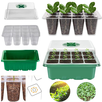 Indoor greenhouse cultivation box, 3 pieces 36 cells mini greenhouse cultivation set, seedling starter trays greenhouse cultivation tray with lid and ventilation for seedling plant
