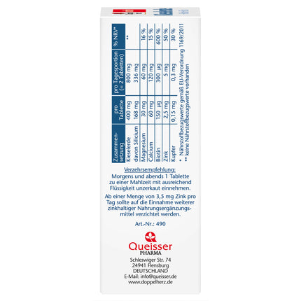 Doppelherz Silica + Biotin + Zinc - Biotin contributes to the maintenance of normal skin and hair - 40 tablets