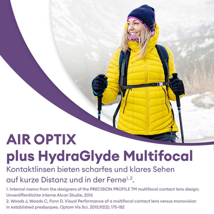 Air Optix plus HydraGlyde Multifocal monthly soft lenses | 3 lenses | BC 8.6 mm | DIA 14.2 mm | ADD LOW | +2.00 diopters