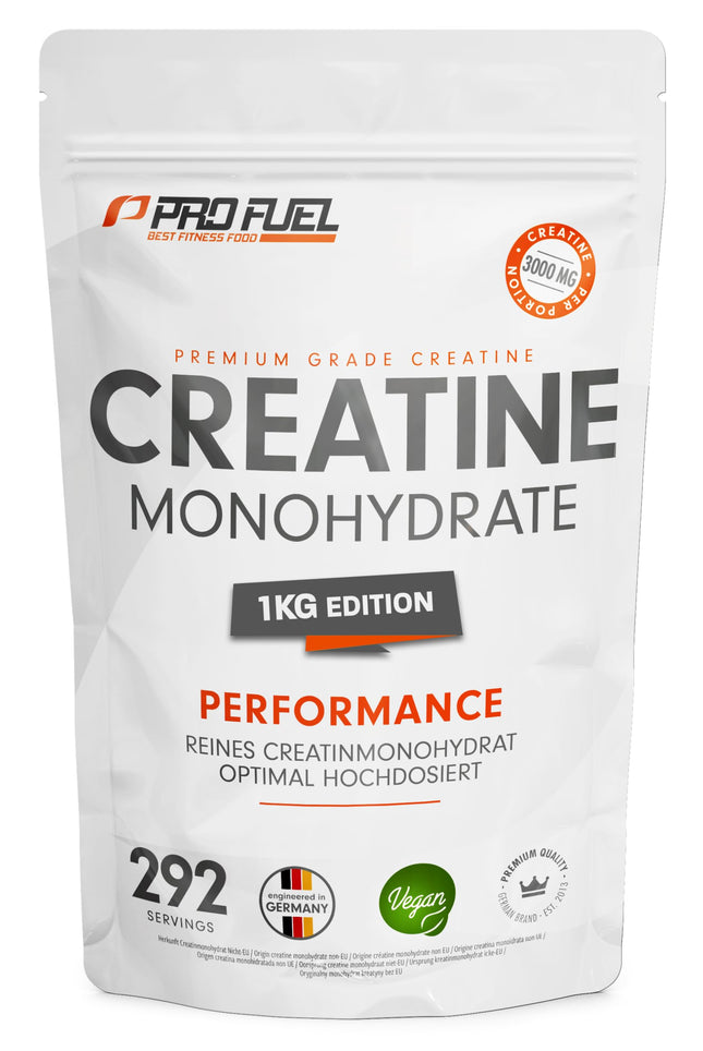 Creatine powder 1kg / 1000g pure creatine monohydrate in micronized quality - Creatine monohydrate optimally dosed - Creatine powder without additives, 100% vegan, supply for 292 days