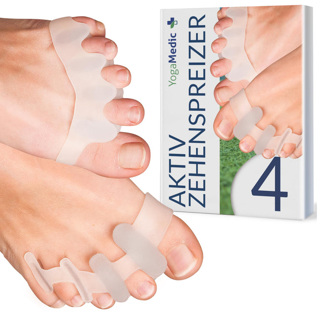 YOGAMEDIC Toe Spreaders for All Toes, 4 Pieces, Silicone Toe Separators, Hammer Toe Correctors - Universal Size, 0% BPA Toe Stretchers - for Overlapping Toes, for Men and Women