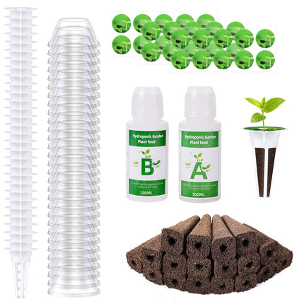 122-Piece Seed Pod Kit, Hydroponic Accessories for Hydroponic Growing System, Plant Growing Kit with 30 Growing Sponges, 30 Growing Baskets, 30 Growing Domes, 2 100-Ml Plant Foods