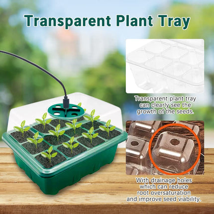 CKLHCFF Indoor Greenhouse Propagator 3 Pack, Mini Greenhouse Propagation Set with Plant Lamp, Seedling Starter Trays with Lid and Ventilation (Rectangle)