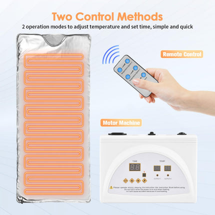 Infrared Sauna Blanket, MINENICE 2 Zone Infrared Sauna Blanket with Removable Sleeves Far Infrared Oxford Sauna Heating Blanket Professional Detox Therapy Portable Sauna Blanket with Remote Control, Silver